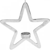 Product Decorative star tealight holder metal for hanging silver 24cm