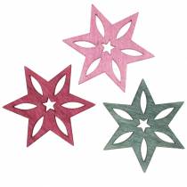 Product Scattered decoration star pink, gray assorted wood 4cm 72p