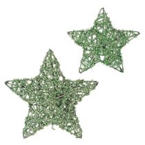 Product Decorative green wire star set, two sizes, 10cm, 12 pieces