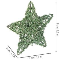 Product Decorative green wire star set, two sizes, 10cm, 12 pieces