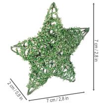 Product Decorative green wire star set, two sizes, 10cm, 12 pieces