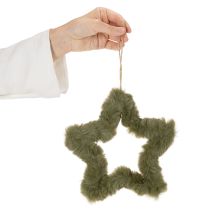 Product Faux fur star pendants, plush, for windows and doors, 21cm, 4 pieces