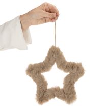 Product Hanging decorative star made of faux fur, 21cm, 4 pieces