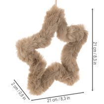 Product Hanging decorative star made of faux fur, 21cm, 4 pieces