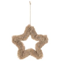 Product Hanging decorative star made of faux fur, 21cm, 4 pieces