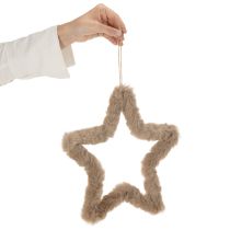 Product Decorative star-shaped faux fur decoration for hanging, 30cm, 3 pieces