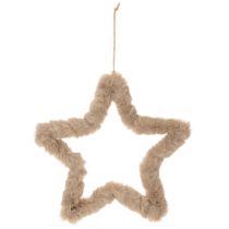 Product Decorative star-shaped faux fur decoration for hanging, 30cm, 3 pieces