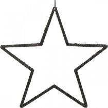 Christmas decoration star pendant black glitter 17.5cm 9pcs