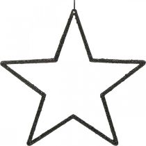 Product Christmas Decoration Star Pendant Black Glitter 17.5cm 9 pcs