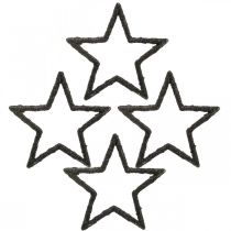 Scatter decoration Christmas stars black glitter Ø4cm 120p