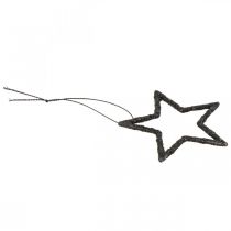 Product Christmas decoration star pendant black glitter 7.5cm 40p