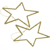 Product Christmas decoration star pendant golden glitter 12cm 12pcs