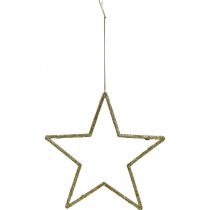 Product Christmas decoration star pendant golden glitter 17.5cm 9pcs