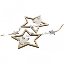 Product Christmas decoration star wooden deco hanger Ø13.5cm 4pcs