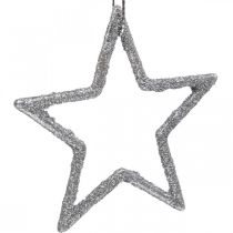 Christmas decoration star pendant silver glitter 7.5cm 40p