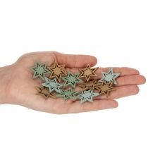Product Assorted wooden star scatter decorations for table decoration and crafting, 3cm, 72 pieces