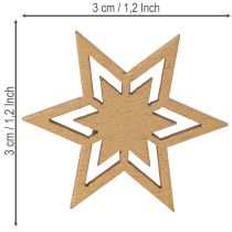Product Assorted wooden star scatter decorations for table decoration and crafting, 3cm, 72 pieces