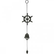 Vintage decorative trailer steering wheel bell, wind chime cast iron L50cm