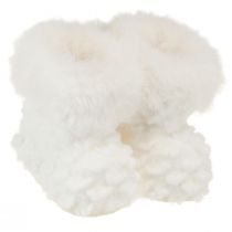 Product Boots with fur booties Christmas tree decoration white 7cm 2pcs