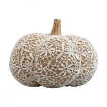 Fabric pumpkin decoration jute lace white/beige vintage decoration Ø18cm