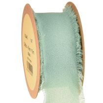 Product Fabric ribbon decorative ribbon with fringes sage green 40mm 15m