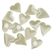 Fabric hearts to stick cream 3cm 100p