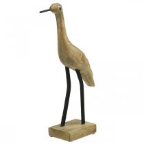 Wooden wader, standing crane, decorative bird natural color, black H40cm