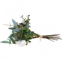Product Artificial flower bouquet, green and white, winter decoration, 33cm, artificial