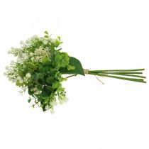 Product Decorative artificial flower bouquet, green and white, 36cm long, artificial flower decoration for table, vase &amp; windowsill, eucalyptus &amp; blossoms