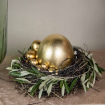 Product Ostrich egg decoration blown out Easter decoration gold Ø12cm H14cm