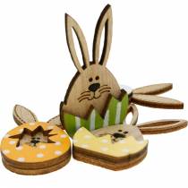 Litter decoration bunny in egg, gift decoration, bunny egg to decorate, wood decoration to stick on 12pcs