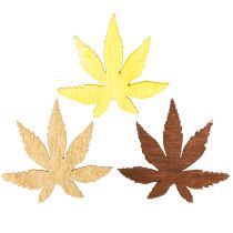Product Scatter decoration leaves yellow, brown, platinum assorted 4cm 72 pcs