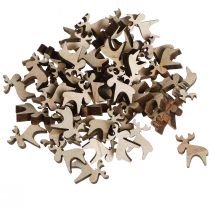 Product Scatter decoration wooden elk decoration natural brown 2x2.5cm 108 pcs