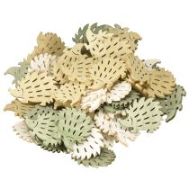 Product Scatter decoration wooden hedgehog decoration green brown white 4x3cm 72 pcs