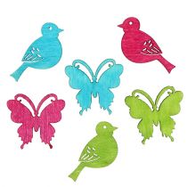 Product Streudeko wood bird butterfly assorted colors 2cm