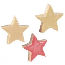 Product Scatter decoration wooden stars stars mango wood apricot yellow 5cm 12 pcs
