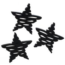 Product Scatter decoration black stars Christmas wood Ø4cm 72 pcs