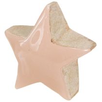 Product Scatter decoration stars wooden stars pink white yellow Ø3cm 9 pcs