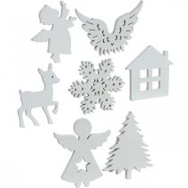 Scatter decoration Christmas wood mix white 4cm 72p