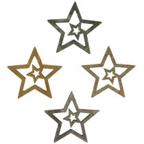 Product Scatter decoration Christmas star wood 4 colors Ø4cm 72 pcs