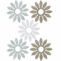 Scatter deco flower brown, light gray, white wooden flowers to scatter 144St