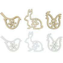Product Scatter decoration rabbits, chickens and birds wooden Easter decoration for scattering 72 pcs