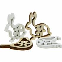 Product Scatter decoration rabbits, chickens and birds wooden Easter decoration for scattering 72 pcs