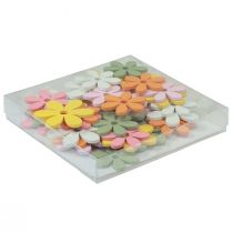 Product Scatter decoration wooden flowers colored table decoration Ø3-4cm 48 pcs