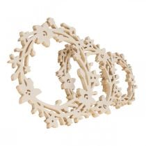 Scatter decoration wooden flower wreath scatter parts spring white Ø3–5cm 24p