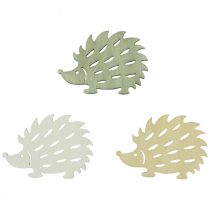 Product Scatter decoration wood hedgehog deco green brown white 4x3cm 72p