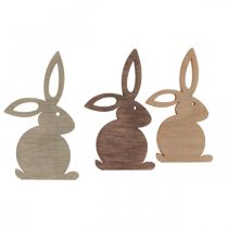 Scatter decoration wooden Easter bunny brown tones 4cm 72 pieces