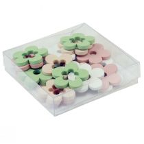 Product Scattered decoration wooden flowers table decoration colored 2 motifs Ø3cm 24 pcs