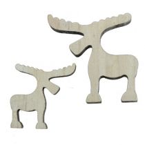 Product Scatter Decoration Wooden Elk, Table Decoration, Advent Whitewashed 30 Pcs
