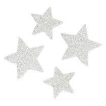 Product Scatter decoration stars white with glitter 4-5cm 40 pcs
